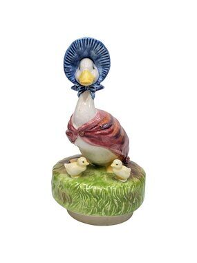 Vtg Schmid Beatrix Potter Jemima Puddle Duck Rotating Music Box Figurine 1977